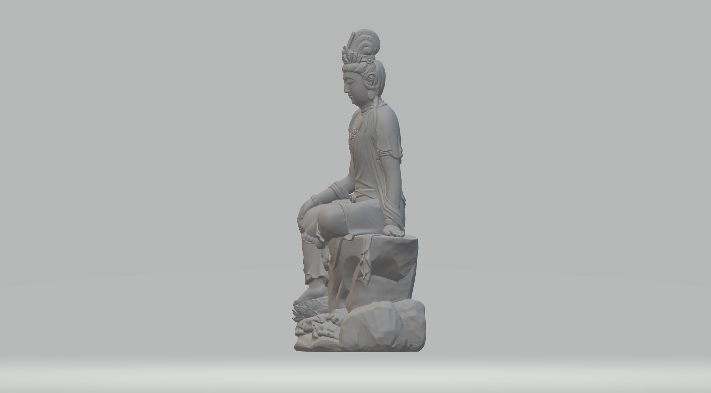 Avalokitesvara Bodhisattva Seated Statue 3D print model_1