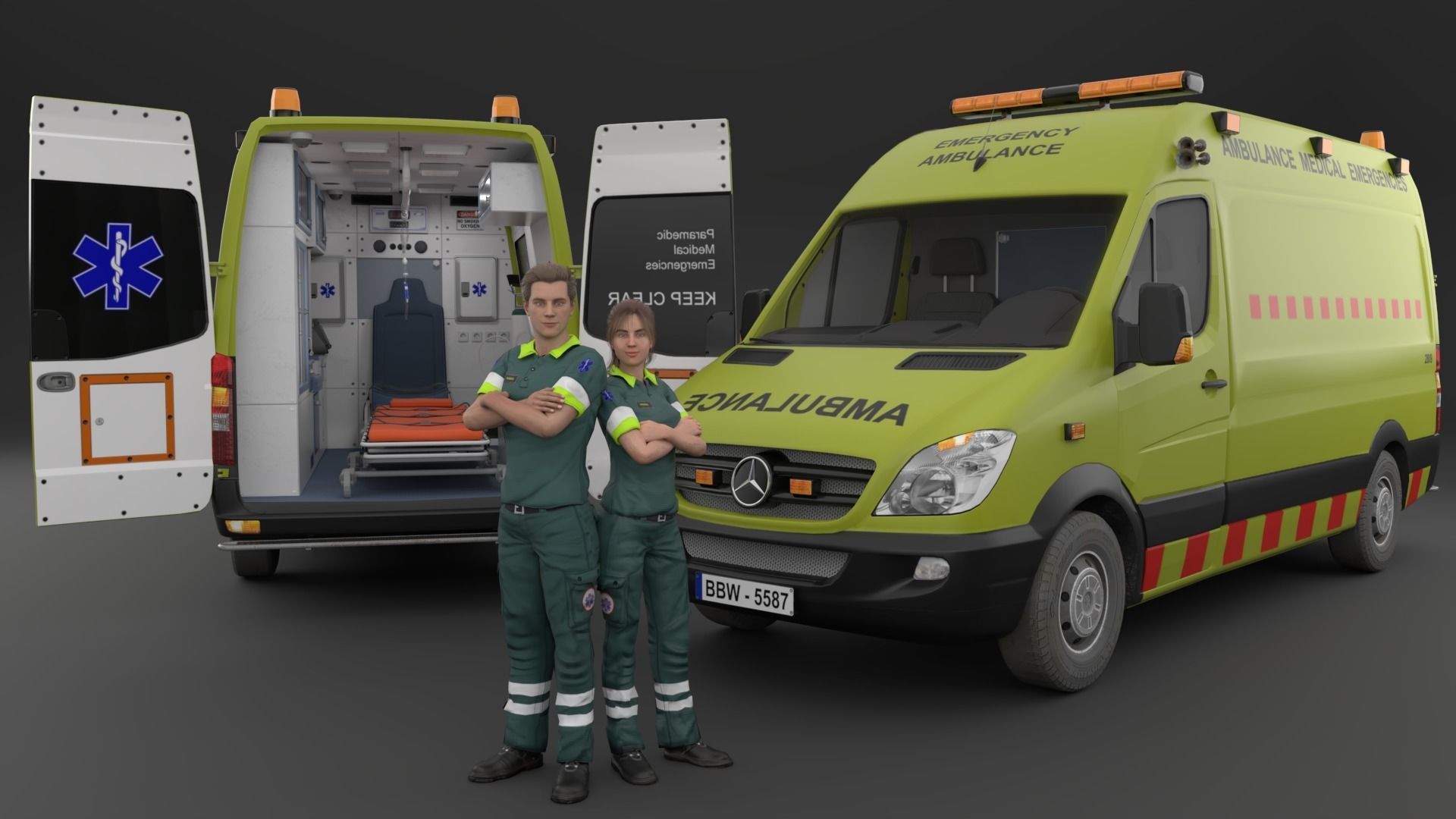 Paramedic Teams Rigged Low-poly 3D model_1