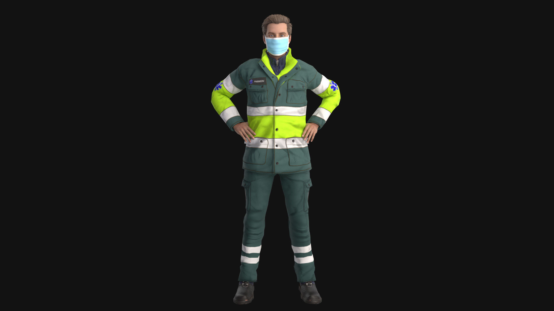 Paramedic Teams Rigged Low-poly 3D model_11
