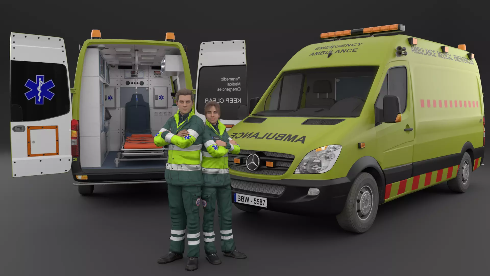 Paramedic Teams Rigged Low-poly 3D model_0