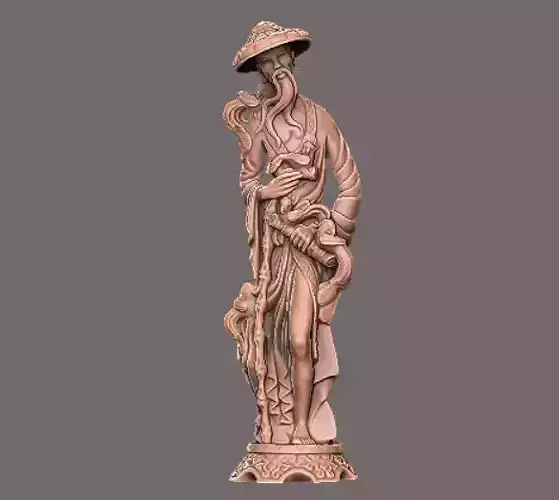 old asian man conical hat 3D print model