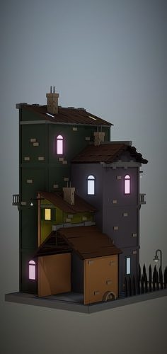 Low-poly building Low-poly 3D model