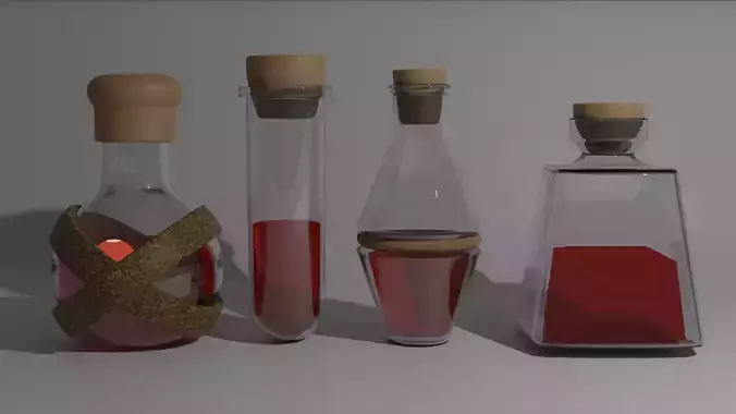 Set of poison bottles Low-poly 3D model