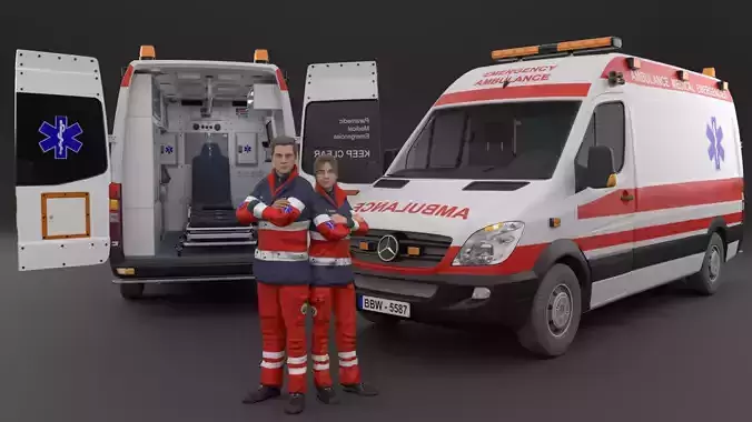 Paramedic Teams Rigged Low-poly 3D model