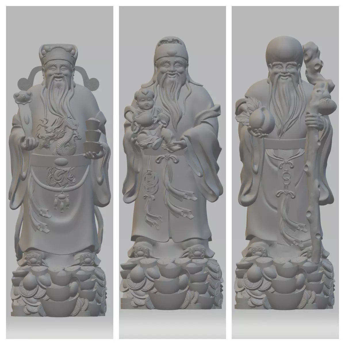 Fu Lu Shou Samsung Buddha Statue 3D print model_0