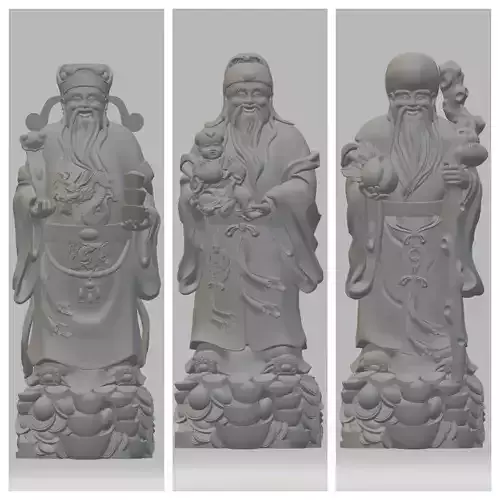 Fu Lu Shou Samsung Buddha Statue 3D print model