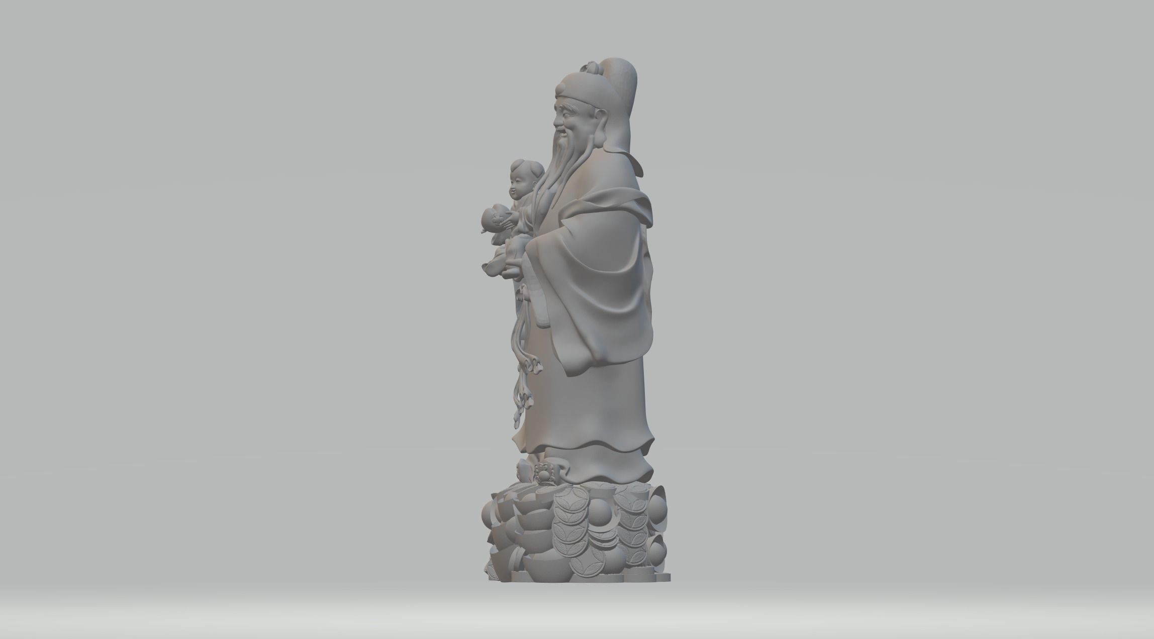 Fu Lu Shou Samsung Buddha Statue 3D print model_2