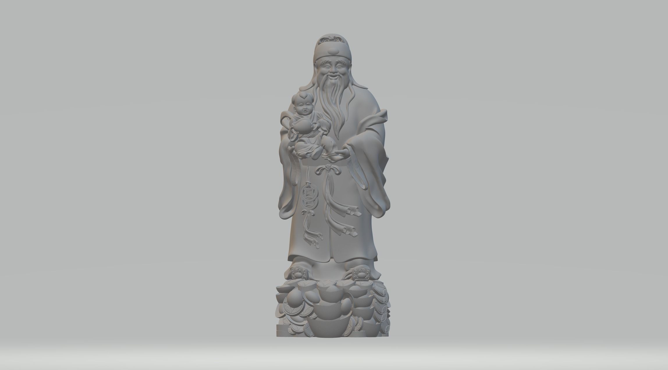Fu Lu Shou Samsung Buddha Statue 3D print model_1