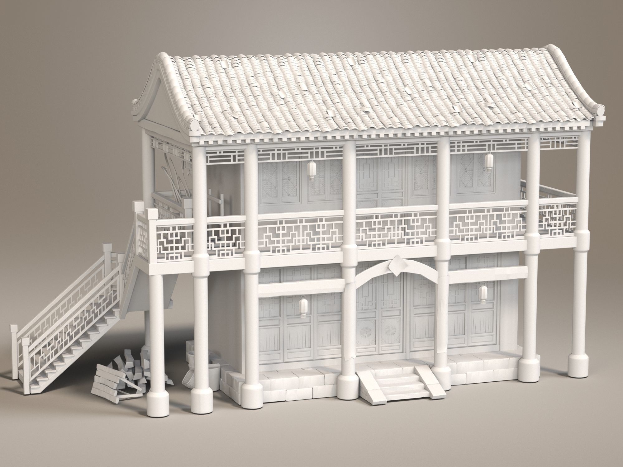 Ancient buildings  3D model_2