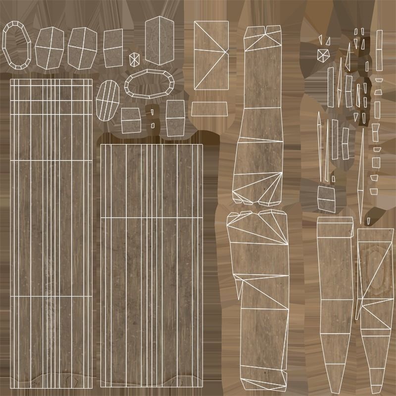 Axe - Wood Low-poly 3D model_6