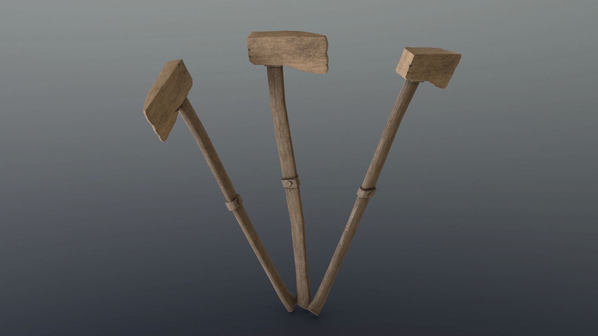 Axe - Wood Low-poly 3D model_5