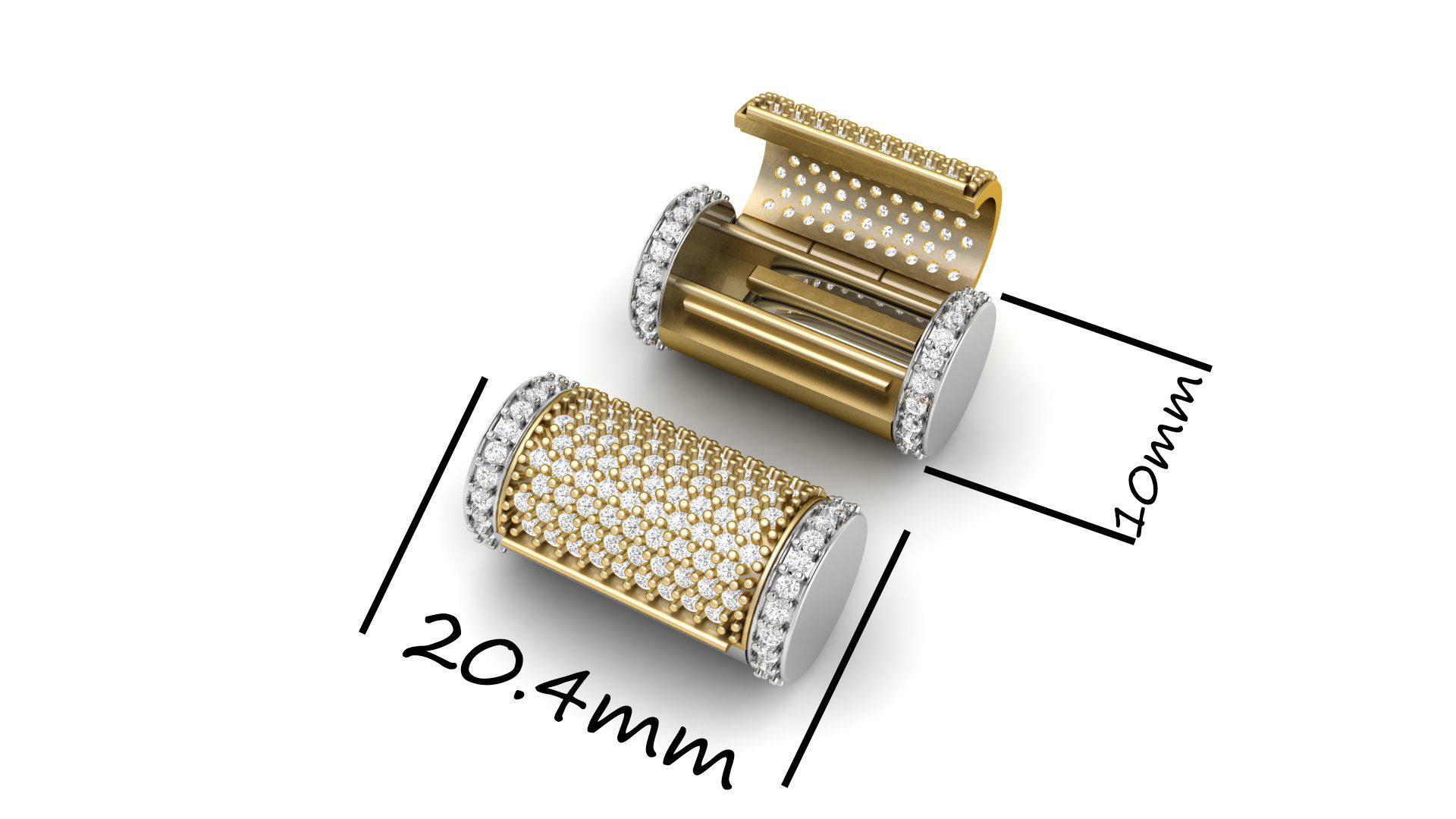 10mm  Round Flip Diamond Lock Box for Chain and Necklace 3D print model_0