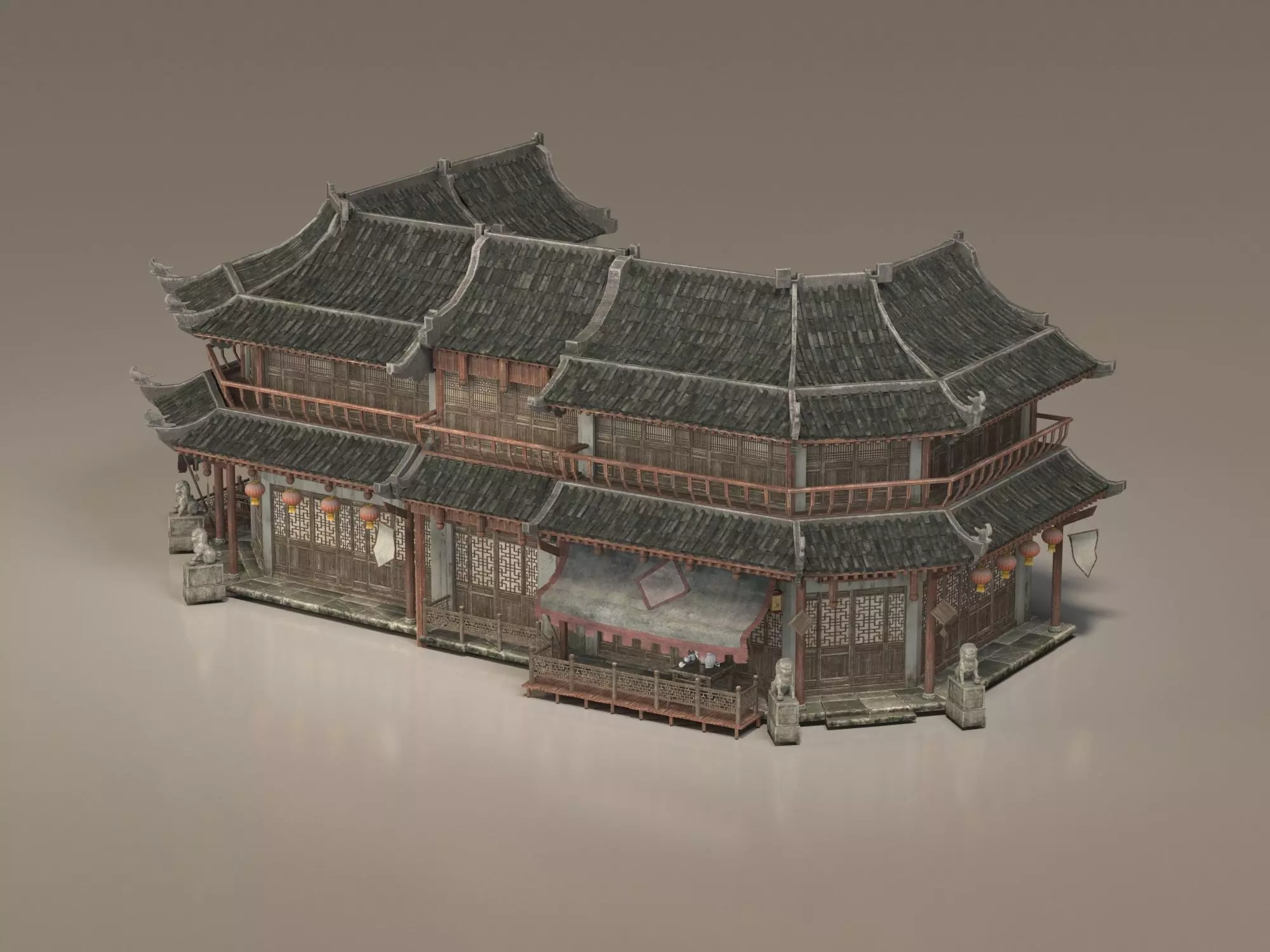 Ancient buildings Chinese ancient architecture 3D model_0