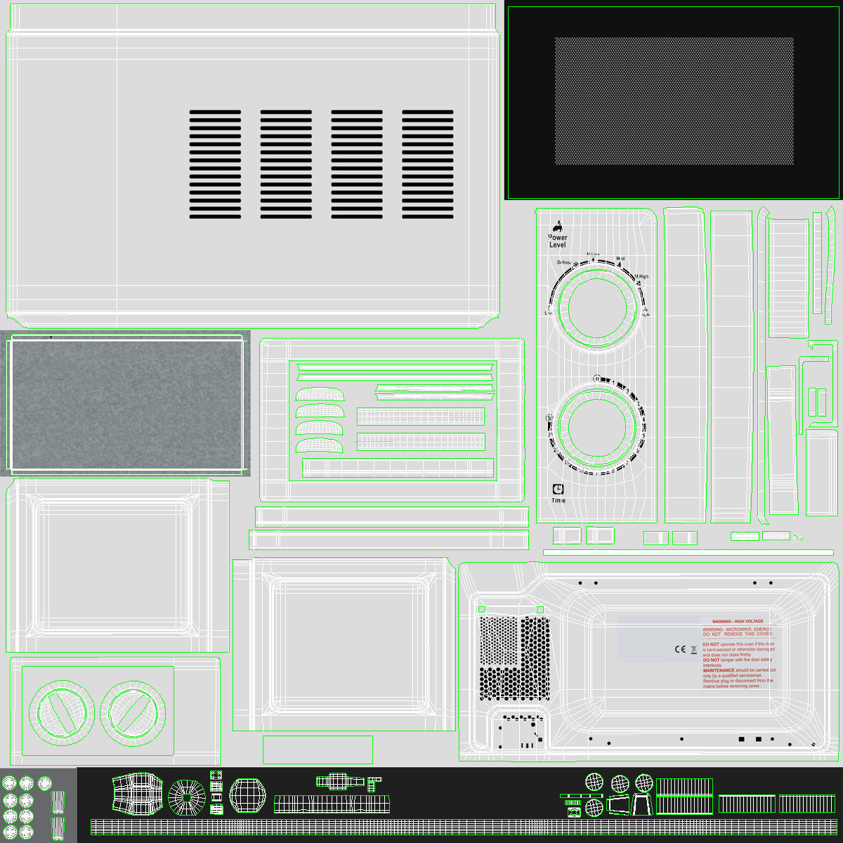 Microwave Oven Low-poly 3D model_7