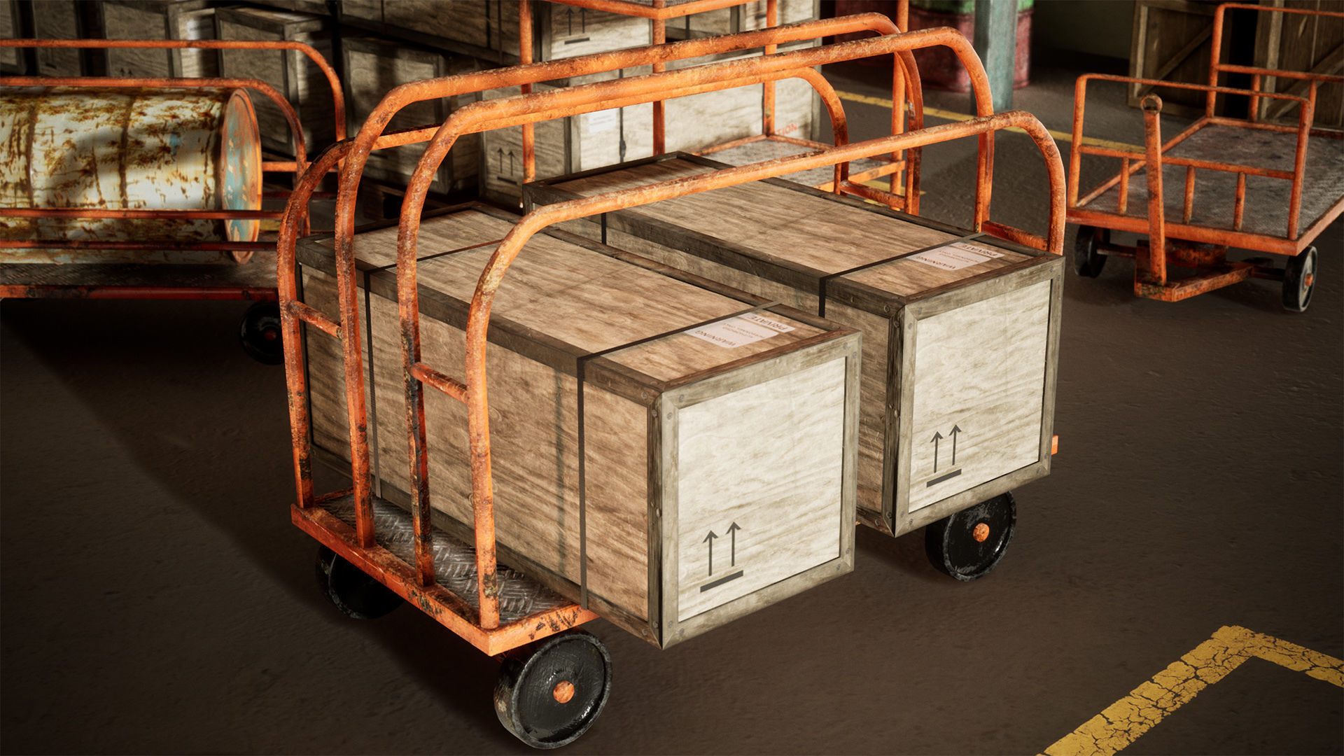 Industrial Carts 22 Assets Low-poly 3D model_9