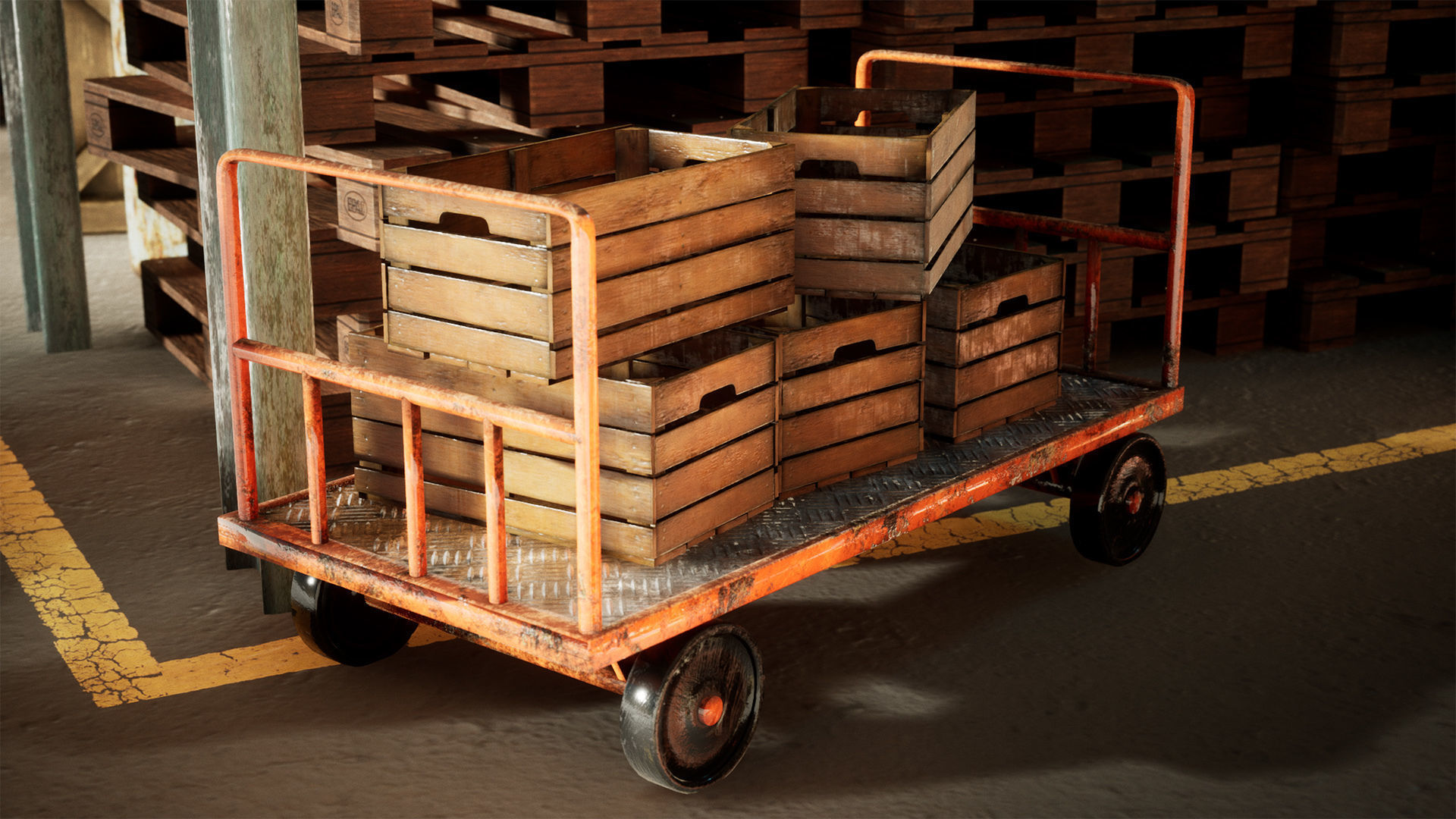 Industrial Carts 22 Assets Low-poly 3D model_7