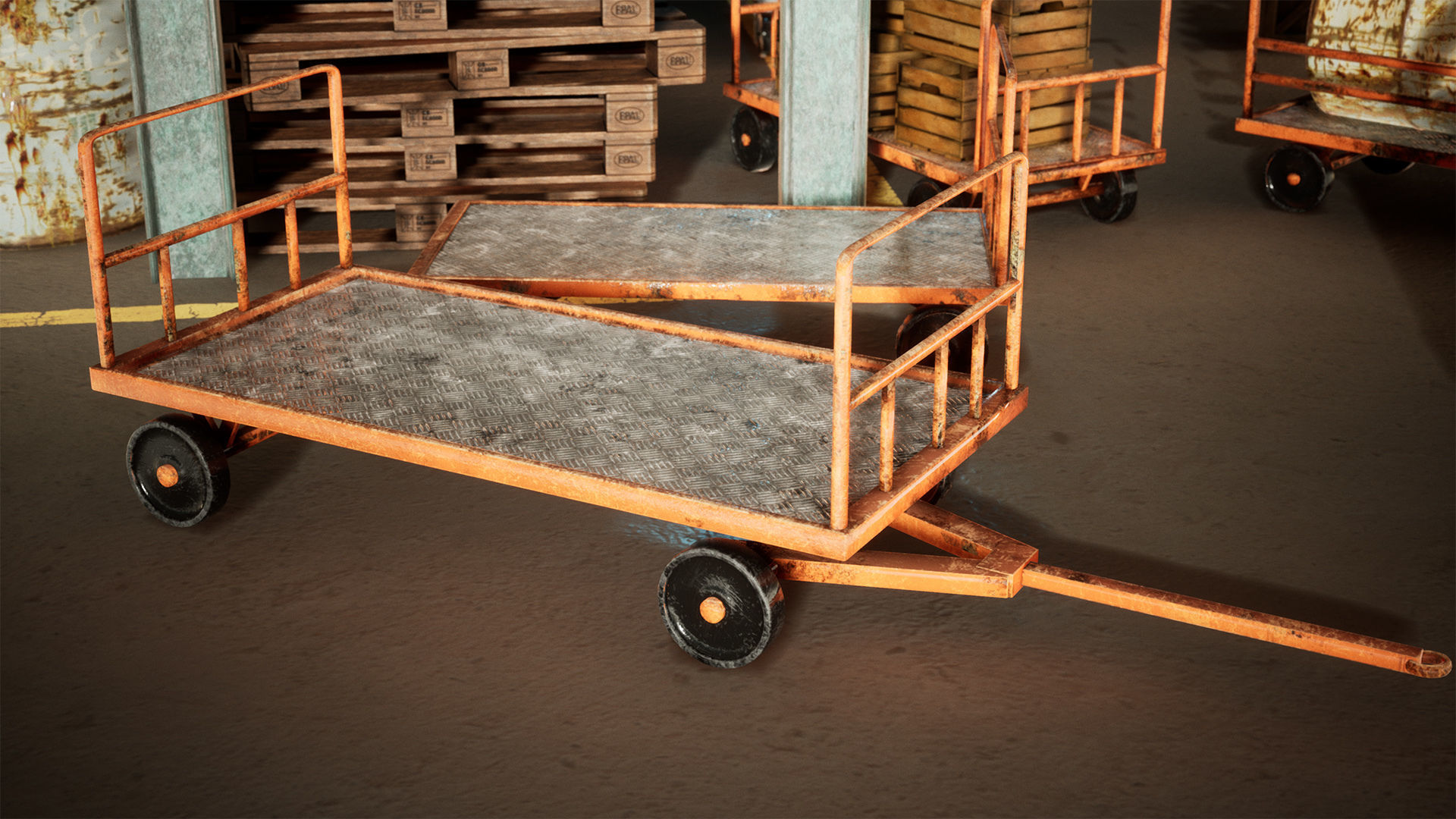 Industrial Carts 22 Assets Low-poly 3D model_2