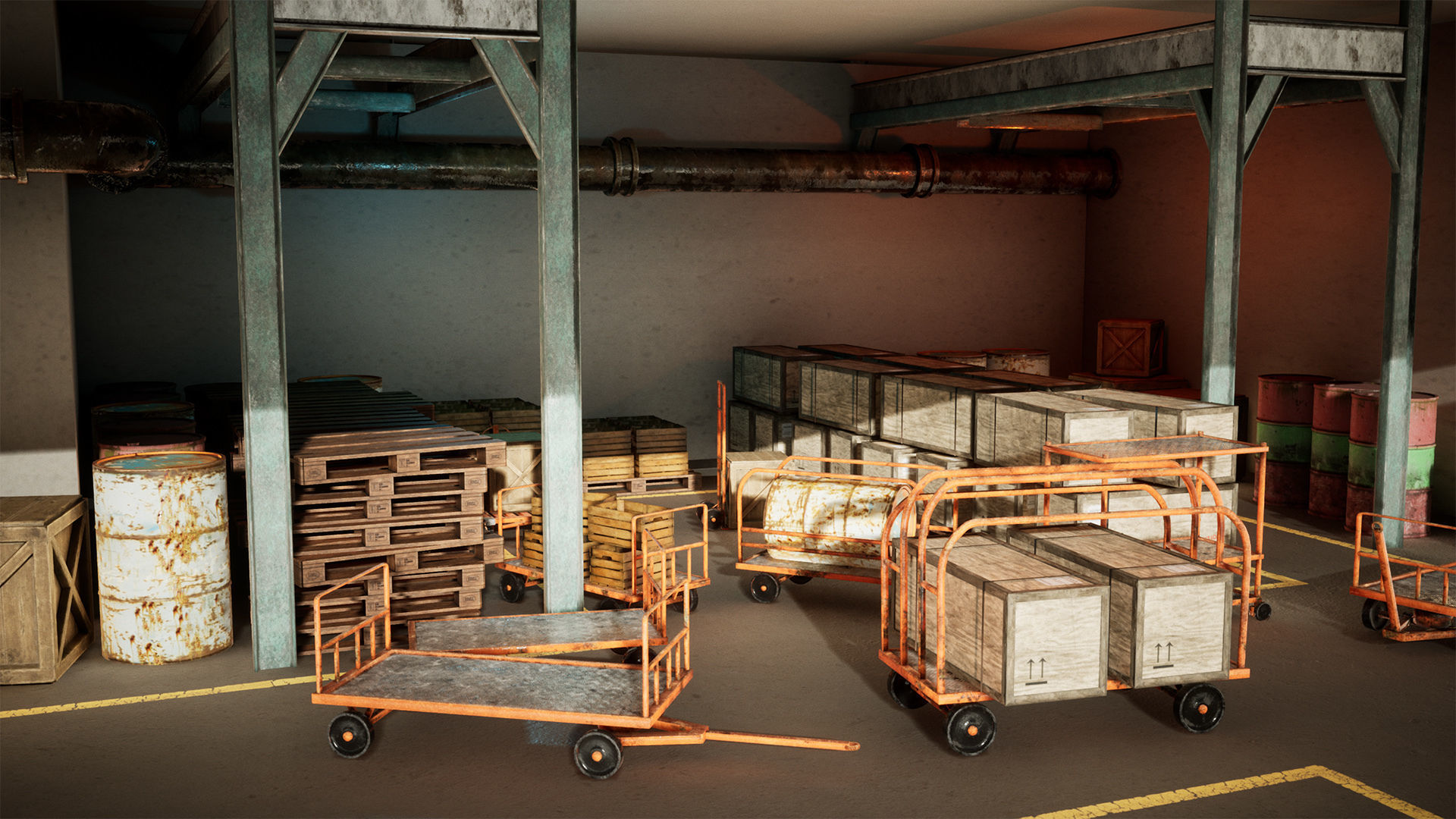 Industrial Carts 22 Assets Low-poly 3D model_17