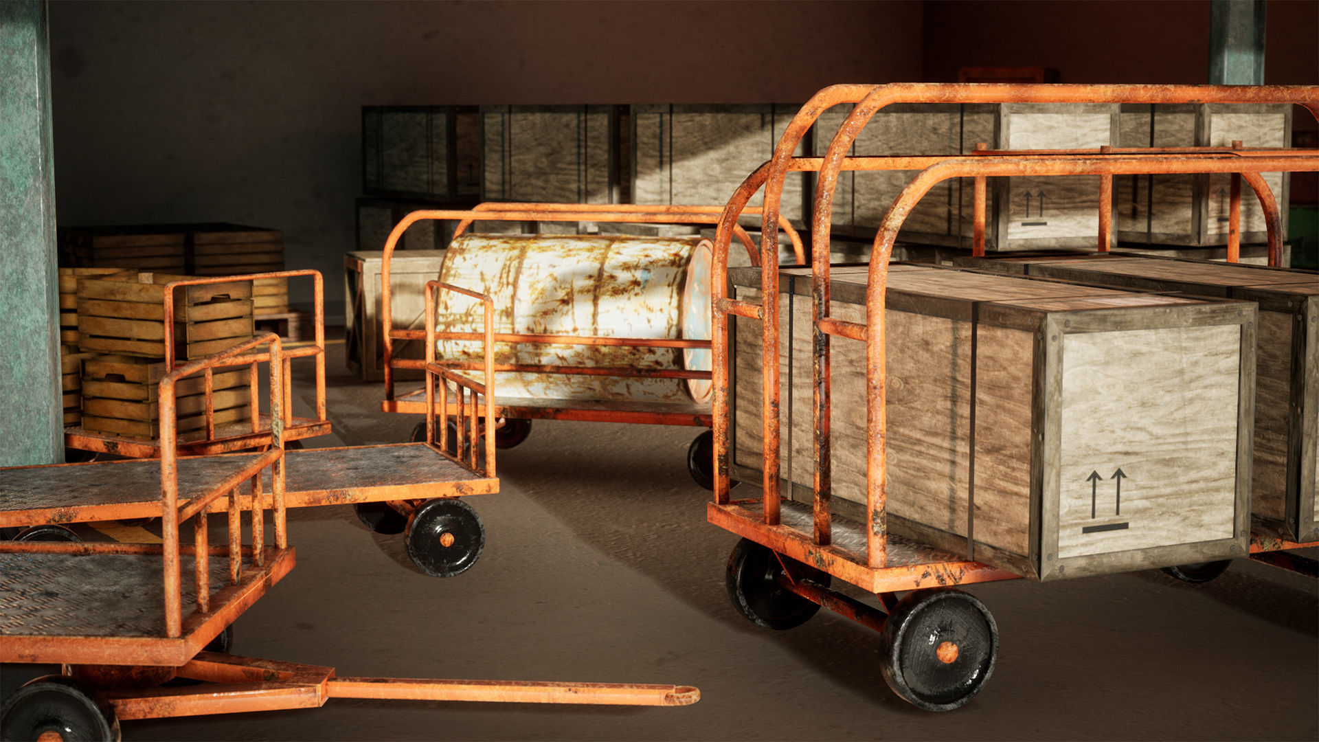 Industrial Carts 22 Assets Low-poly 3D model_1