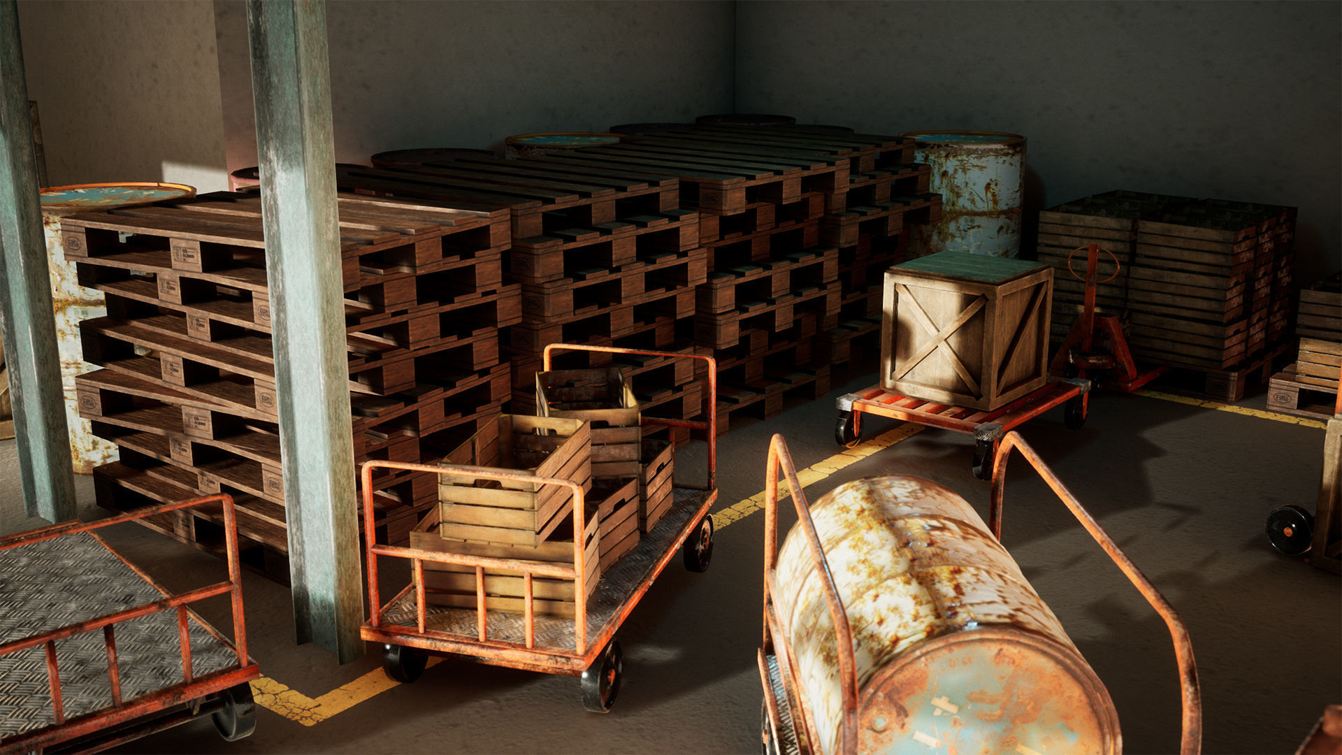 Industrial Carts 22 Assets Low-poly 3D model_14