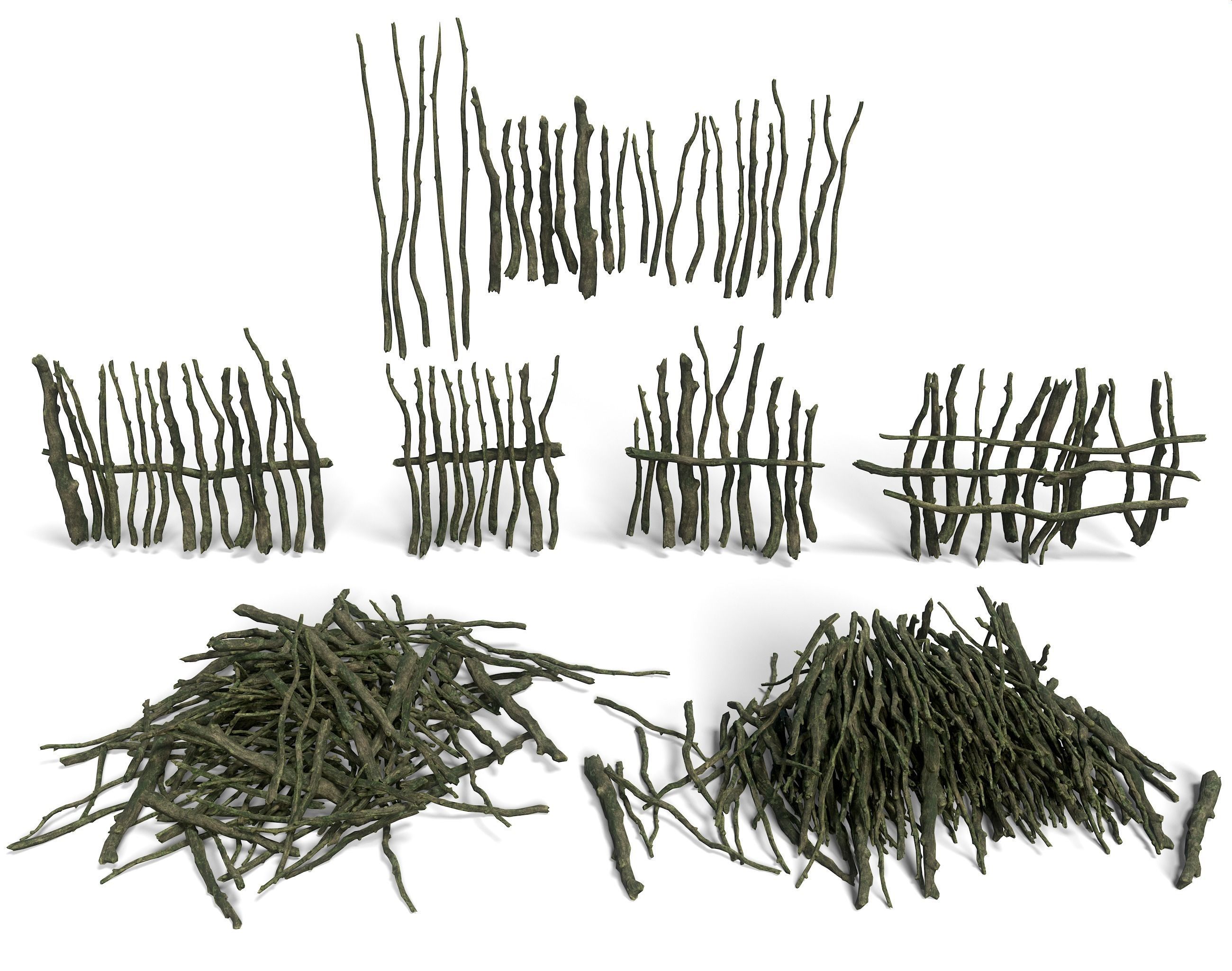 Low poly Sticks 230511 Low-poly 3D model_1