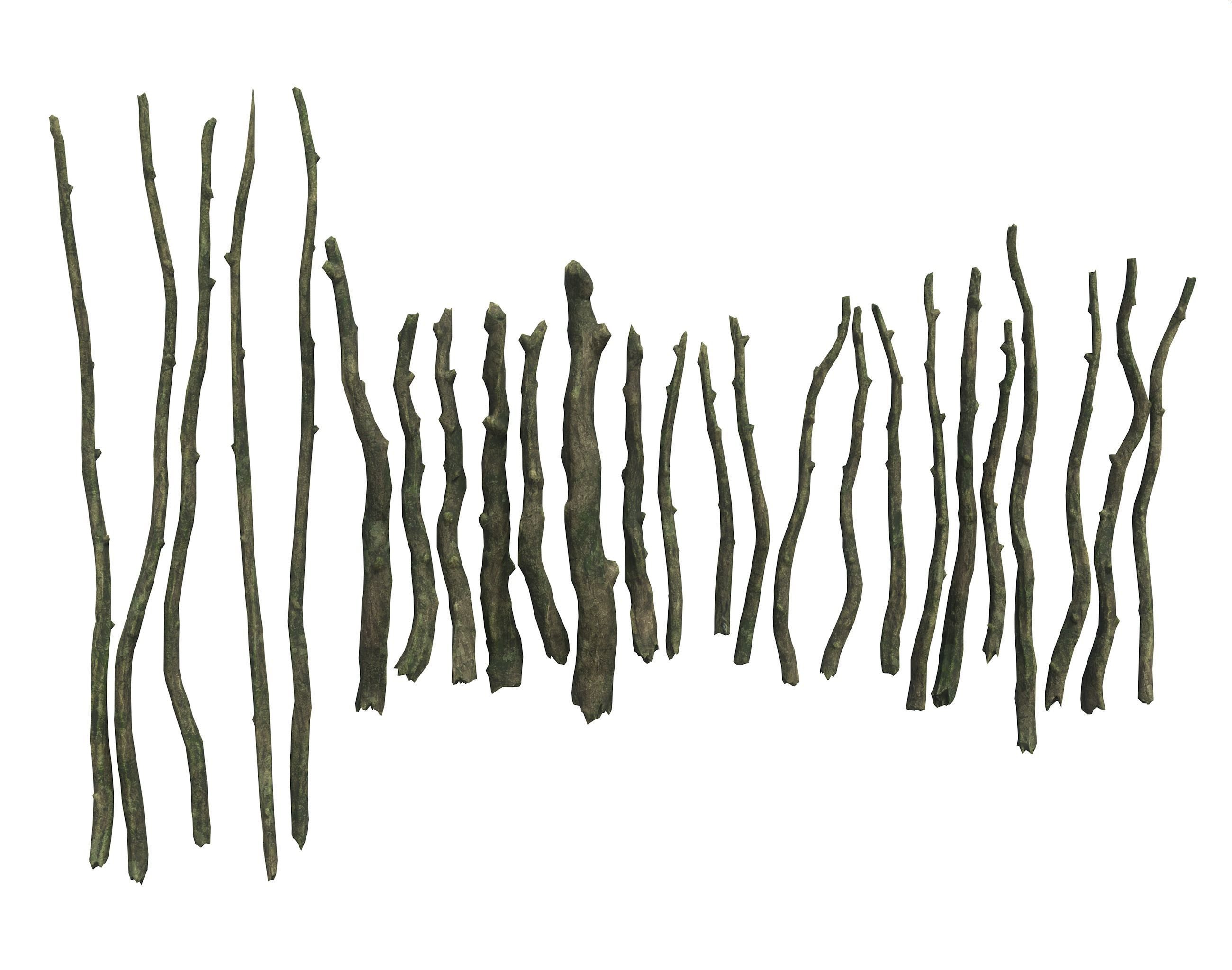 Low poly Sticks 230511 Low-poly 3D model_4