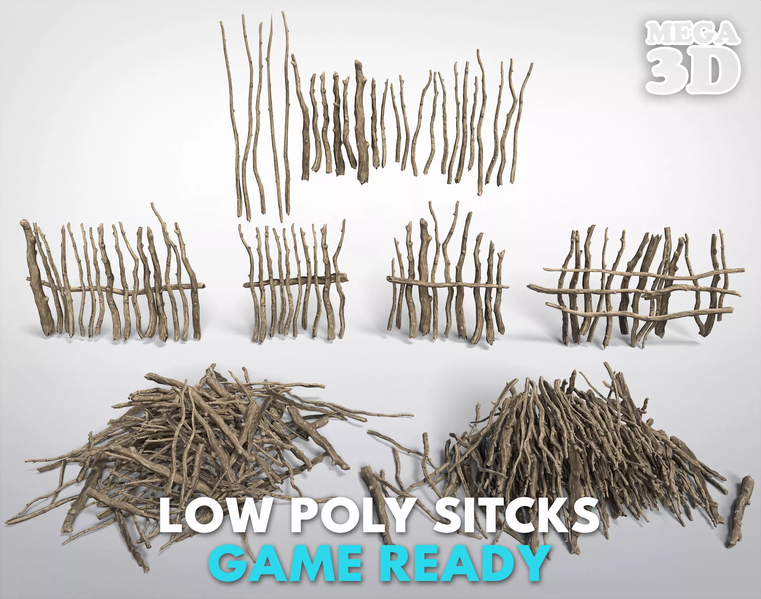Low poly Sticks 230511 Low-poly 3D model_0
