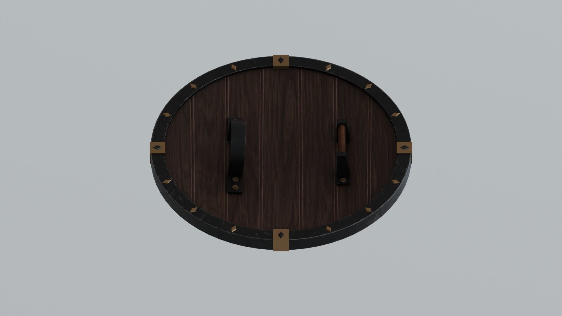 Medieval round wooden shield Low-poly 3D model_11
