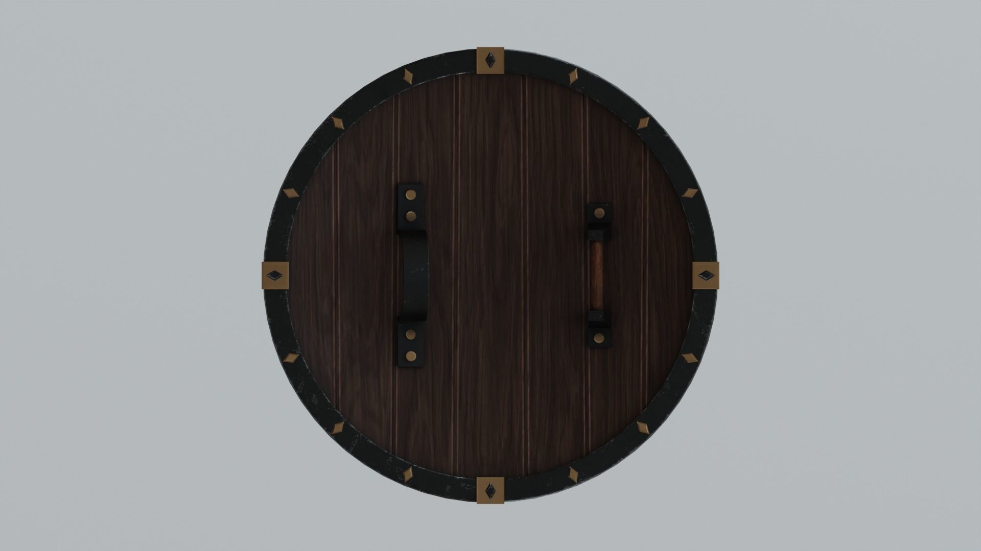 Medieval round wooden shield Low-poly 3D model_6