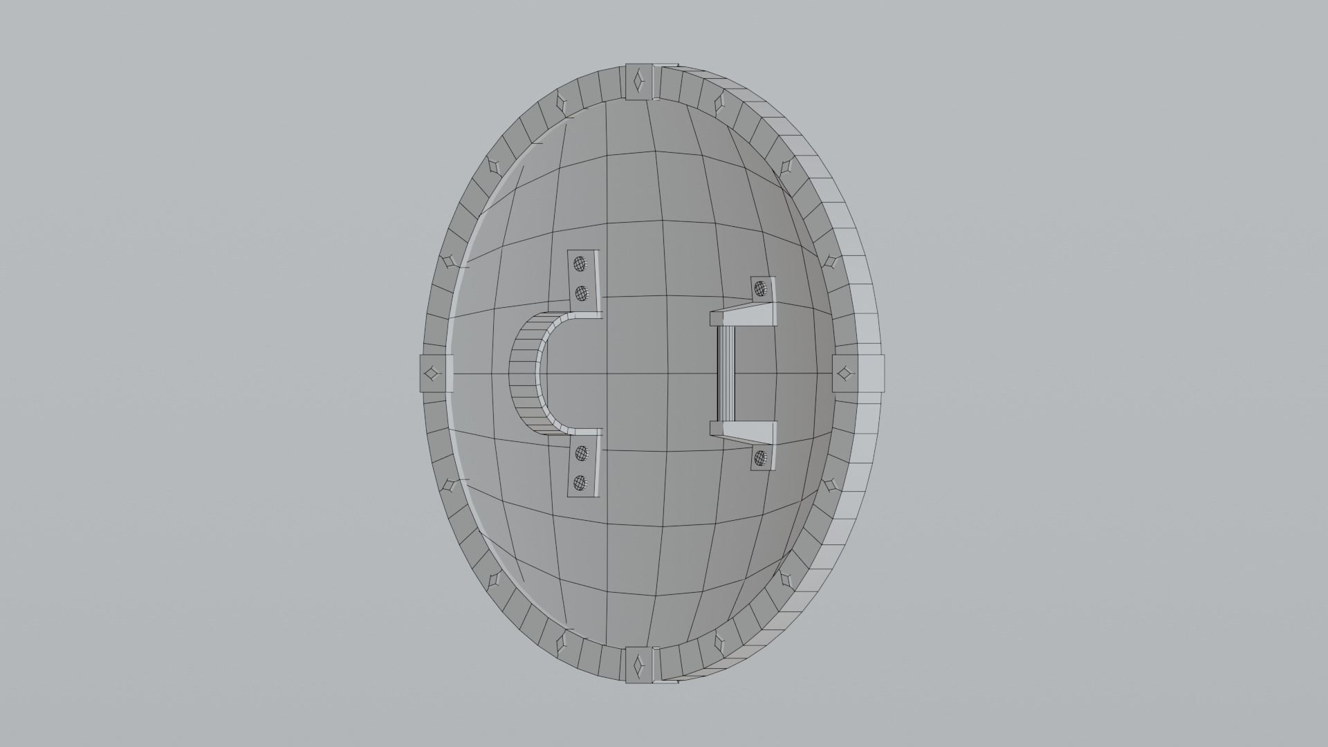 Medieval round wooden shield Low-poly 3D model_19