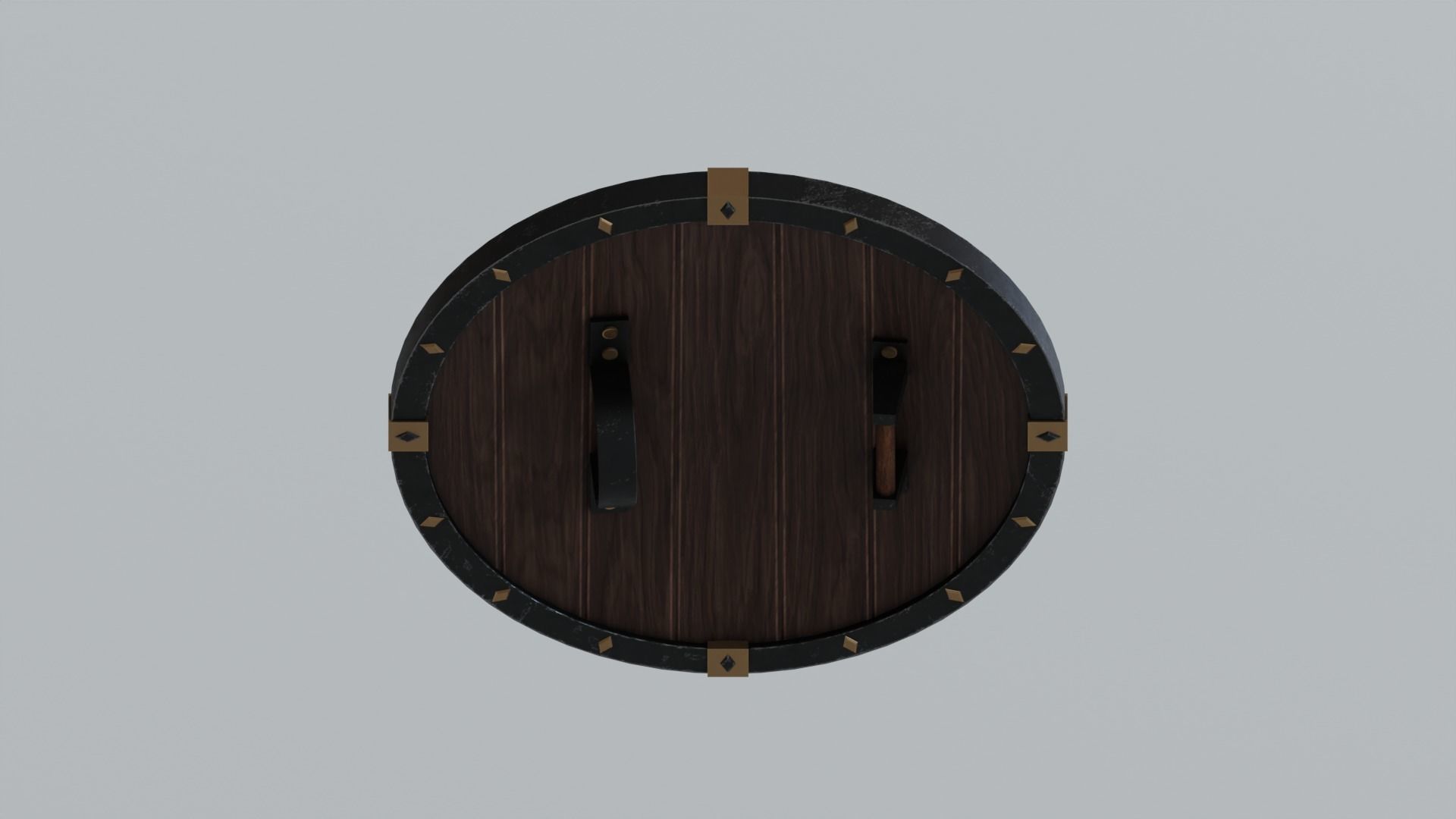 Medieval round wooden shield Low-poly 3D model_12