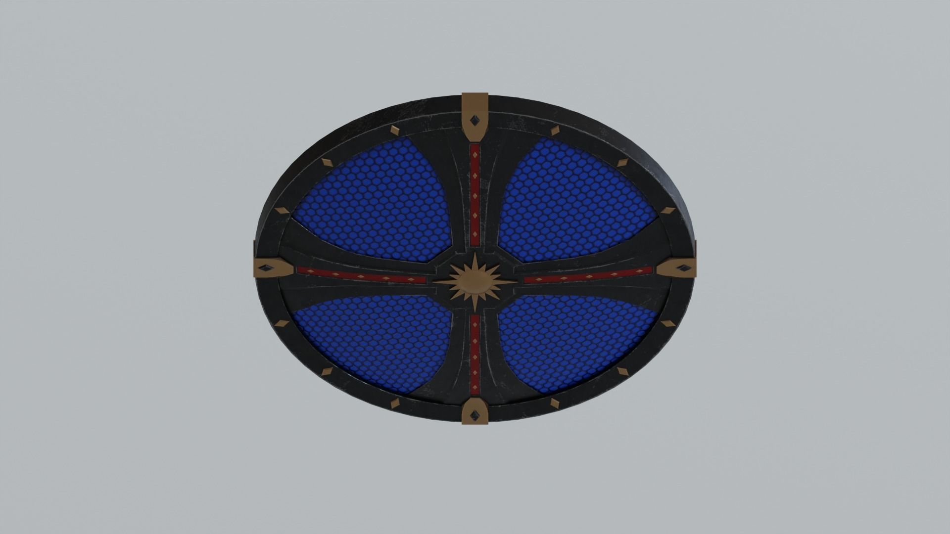 Medieval round wooden shield Low-poly 3D model_10