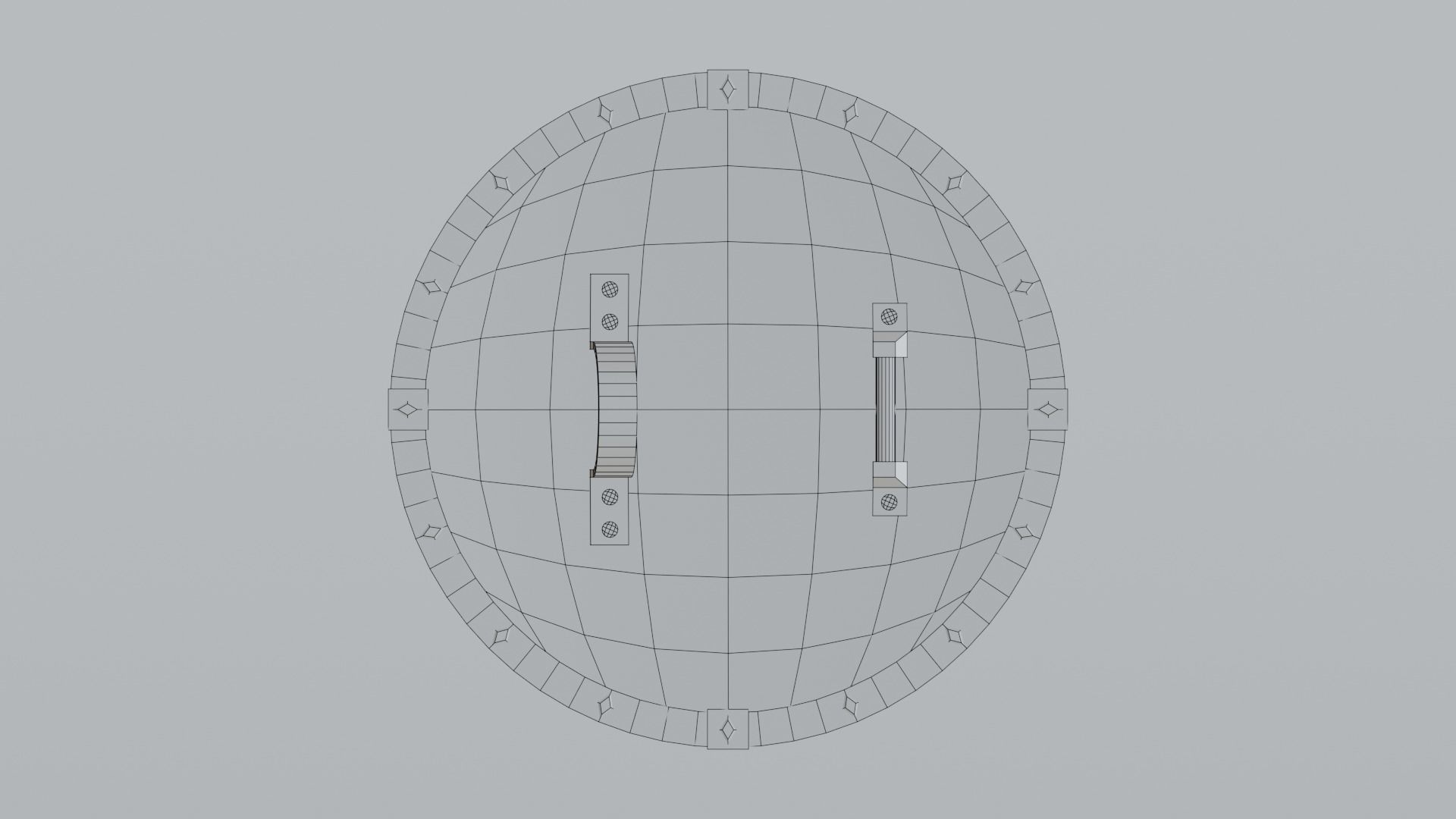 Medieval round wooden shield Low-poly 3D model_17