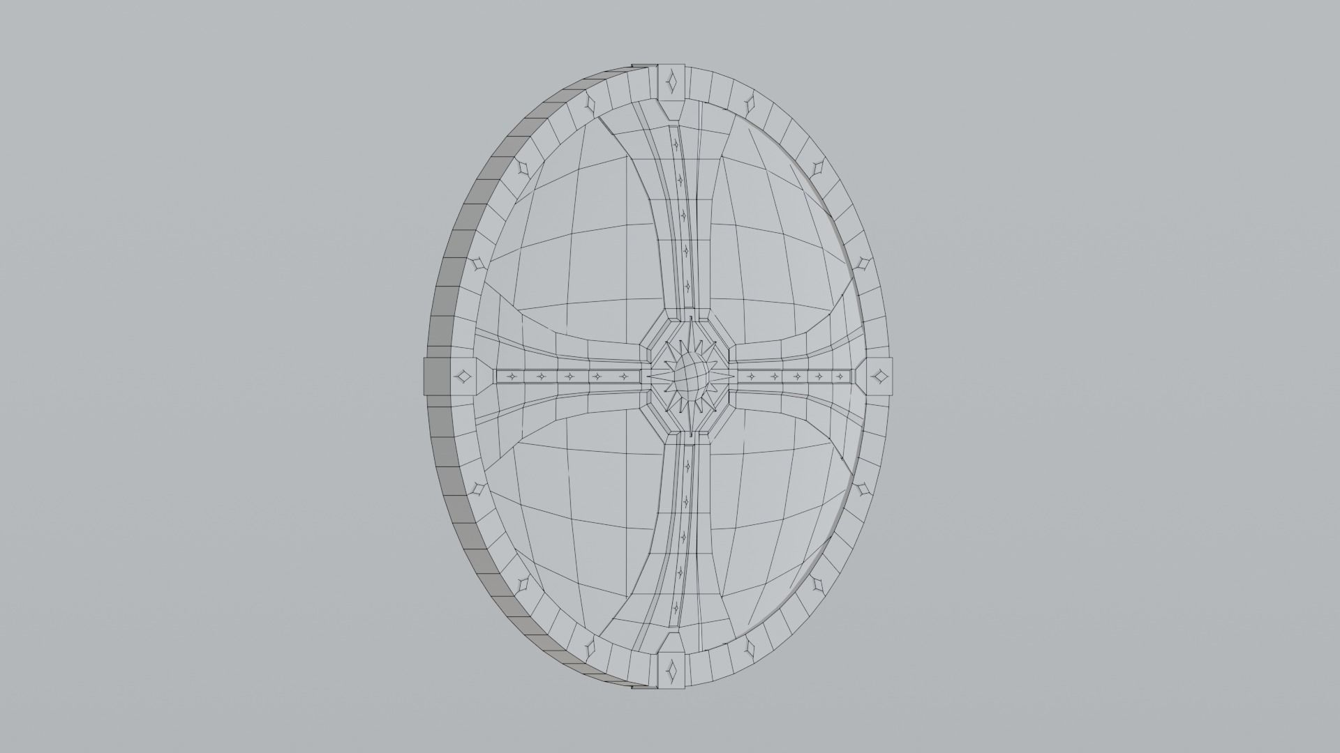 Medieval round wooden shield Low-poly 3D model_18