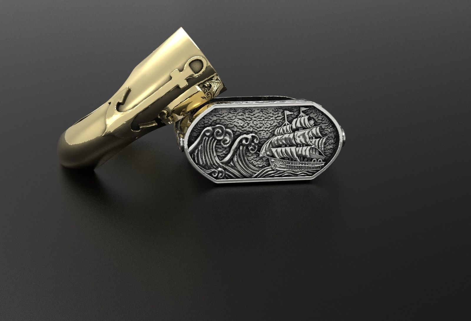 the captain  ring 3D print model_2