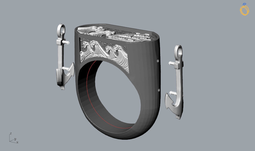 the captain  ring 3D print model_28