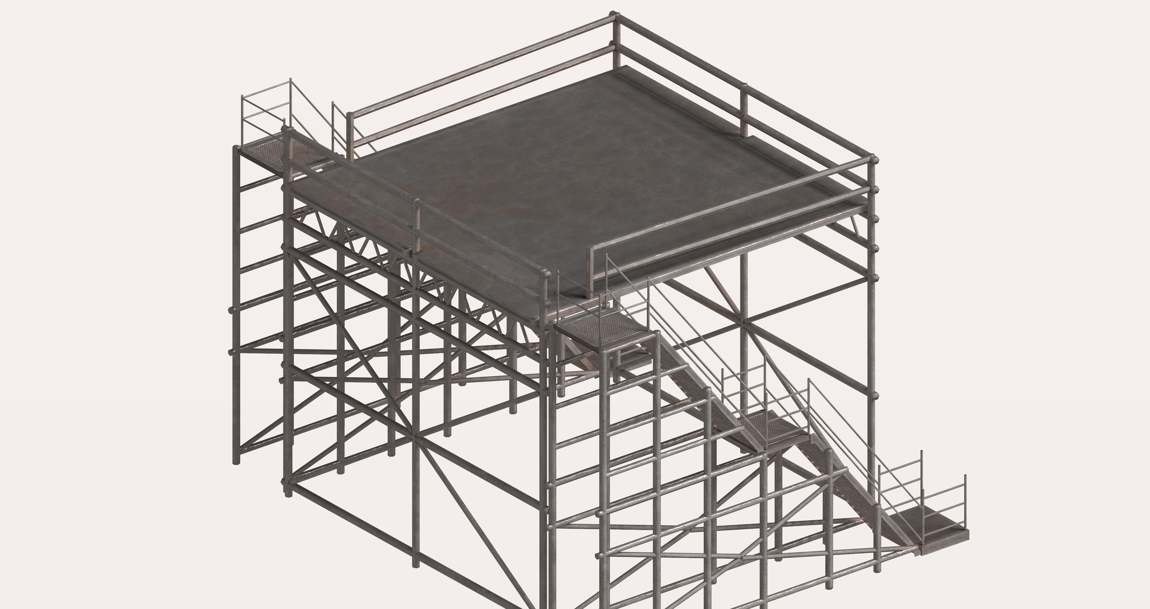 Metal pipe high platform Low-poly 3D model_5