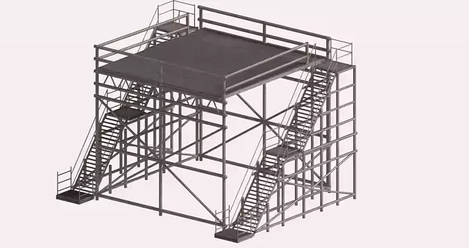 Metal pipe high platform Low-poly 3D model