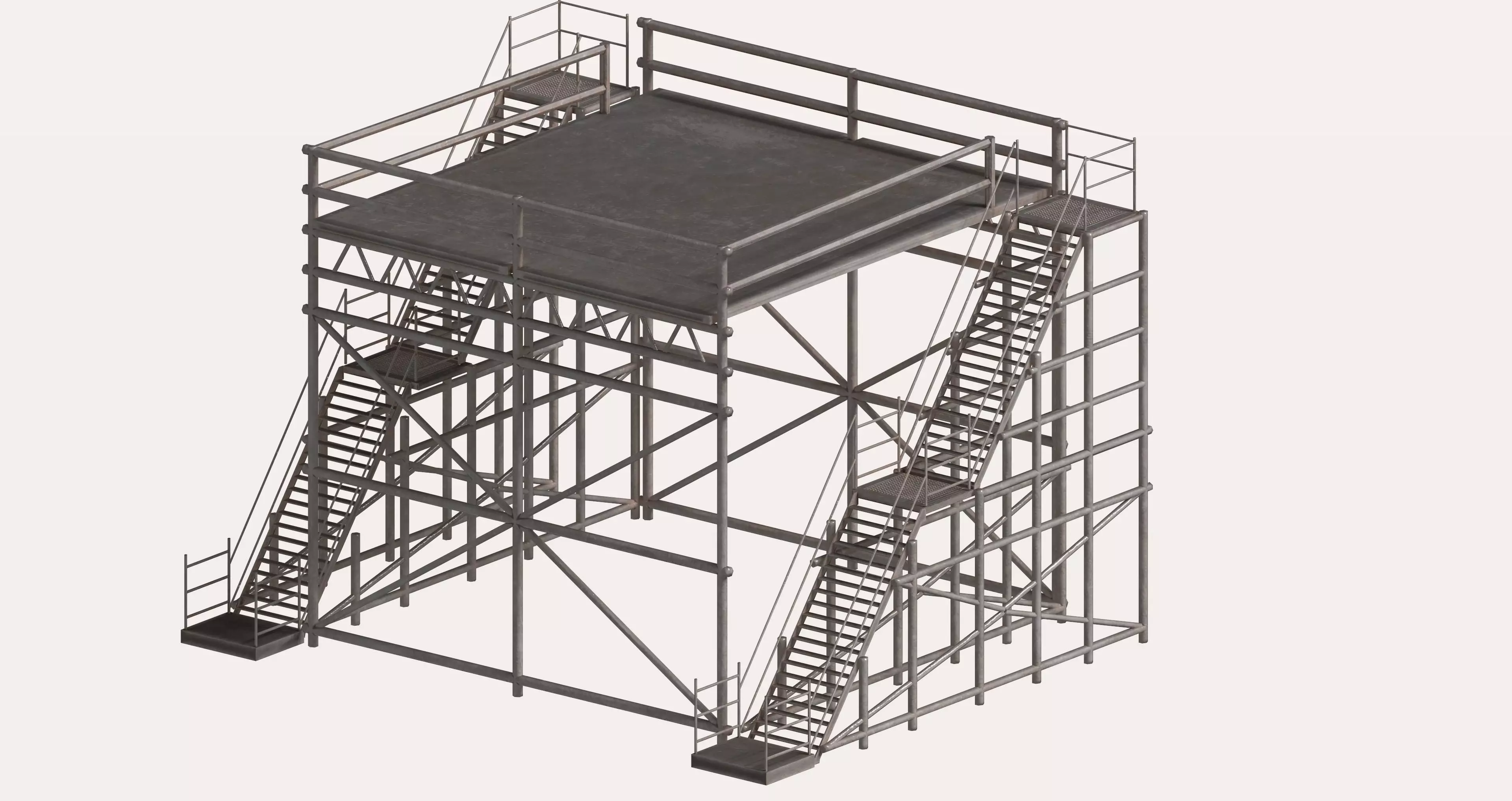 Metal pipe high platform Low-poly 3D model_0