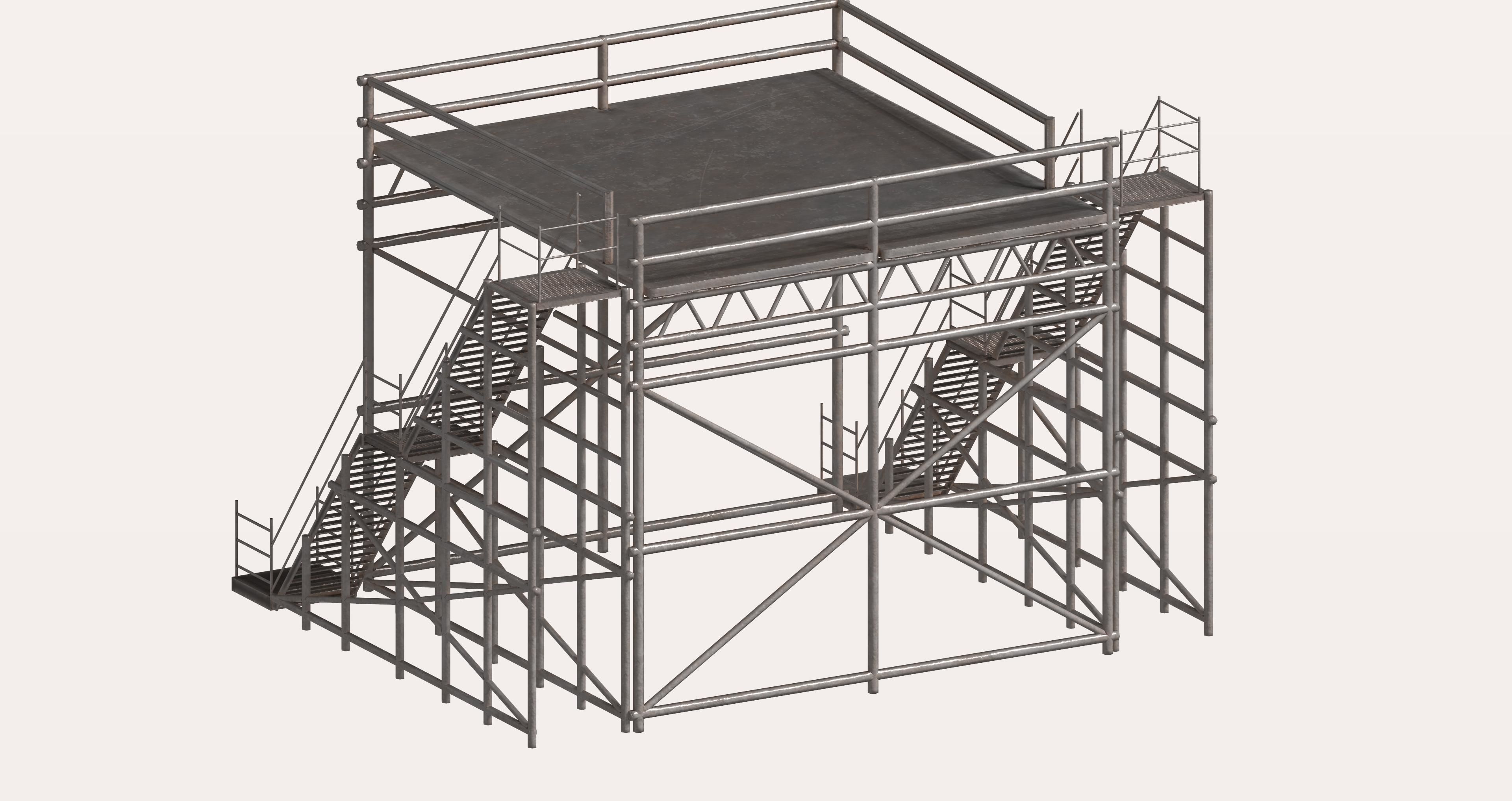Metal pipe high platform Low-poly 3D model_4