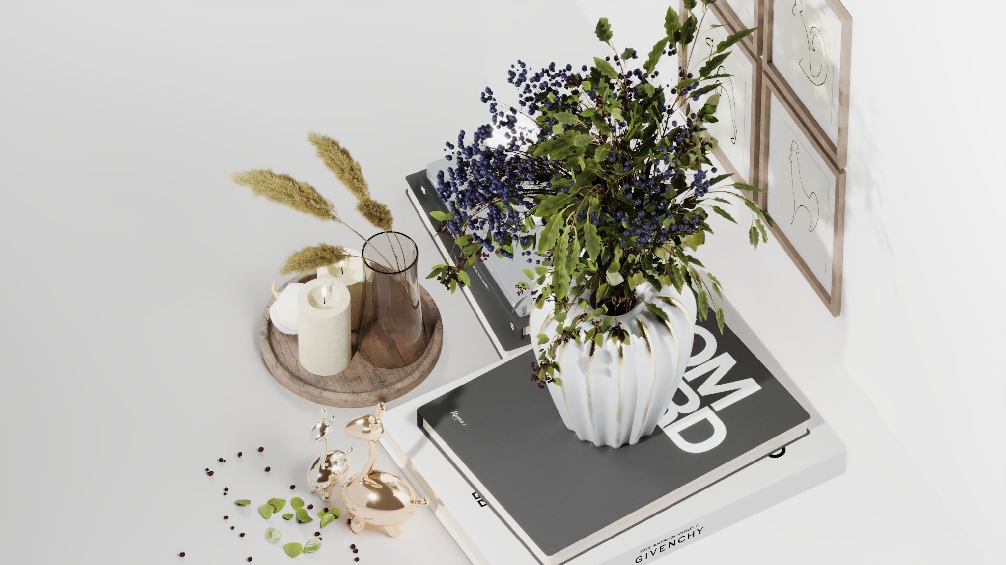 Coffee Table Decorative Set 3D model_5