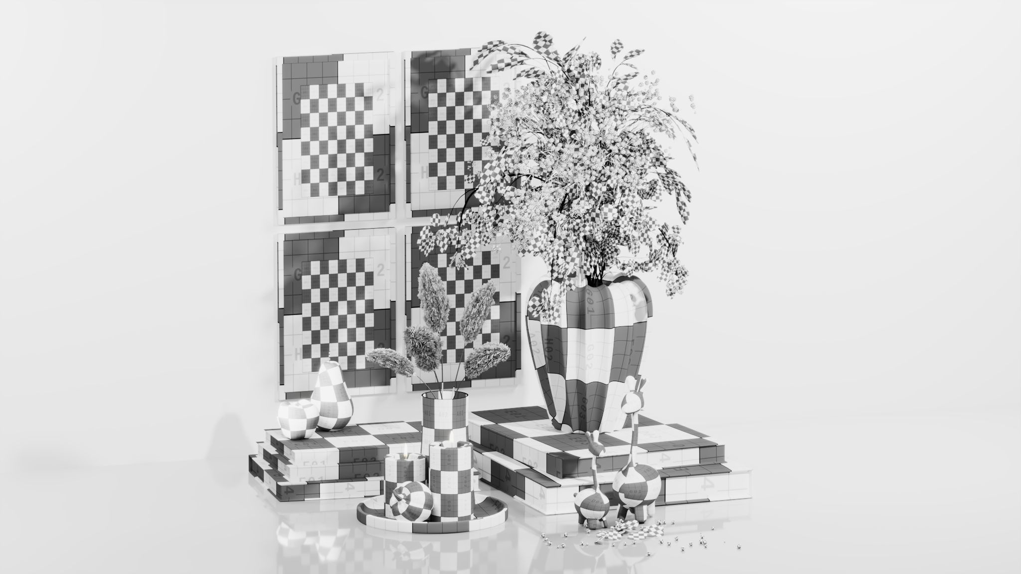 Coffee Table Decorative Set 3D model_10