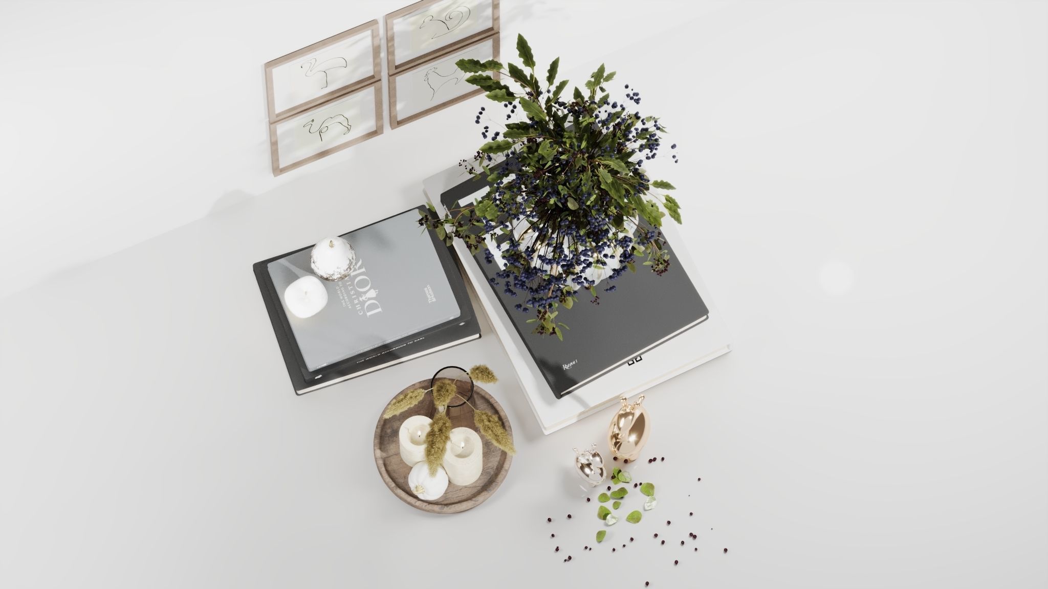 Coffee Table Decorative Set 3D model_6