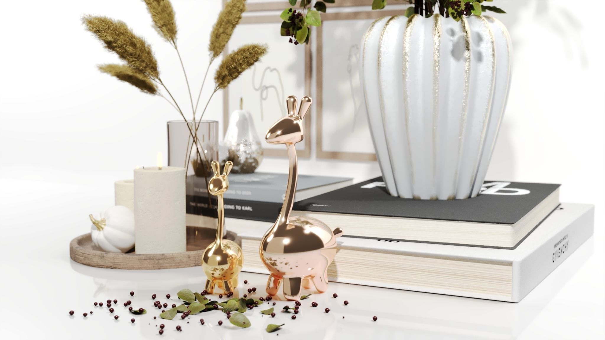 Coffee Table Decorative Set 3D model_4