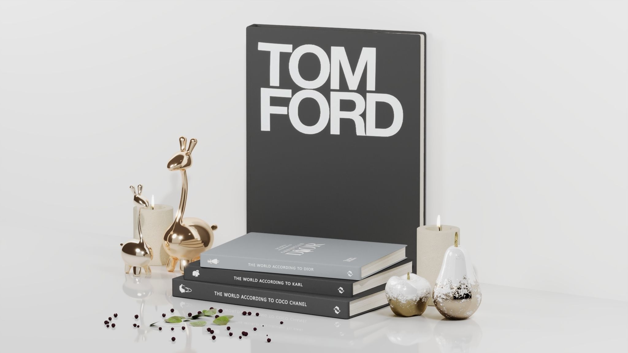 Coffee Table Decorative Set 3D model_7