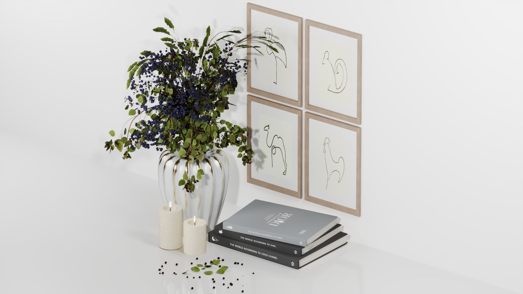 Coffee Table Decorative Set 3D model_8