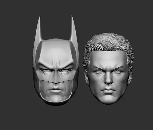 Batman 1989 Masked and Unmasked - Headsculpt for Action Figures 3D print model