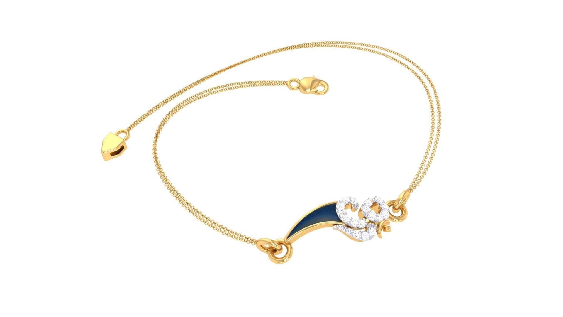 Women Light wt Diamond Bracelet 3dm stl obj gltf glb 3mf  3D print model_3