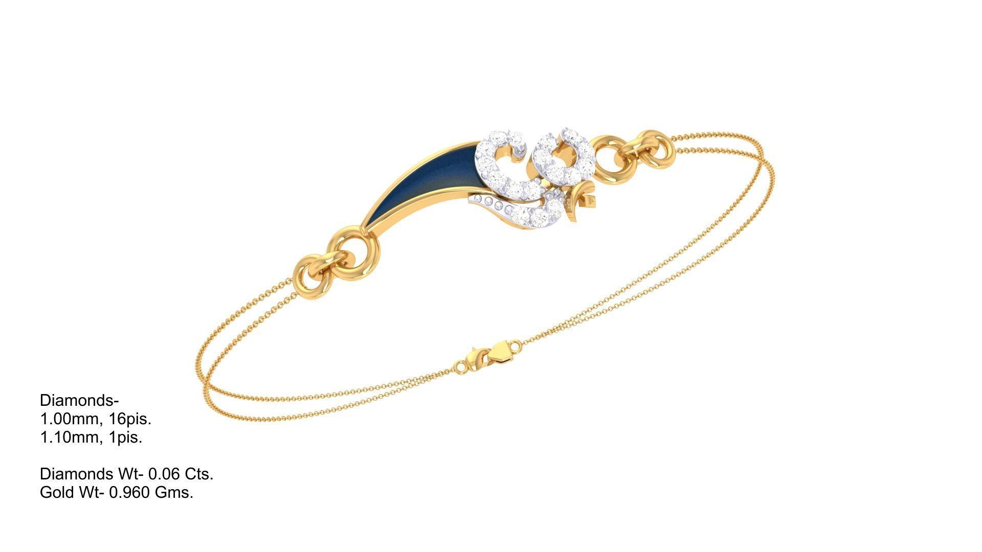 Women Light wt Diamond Bracelet 3dm stl obj gltf glb 3mf  3D print model_6