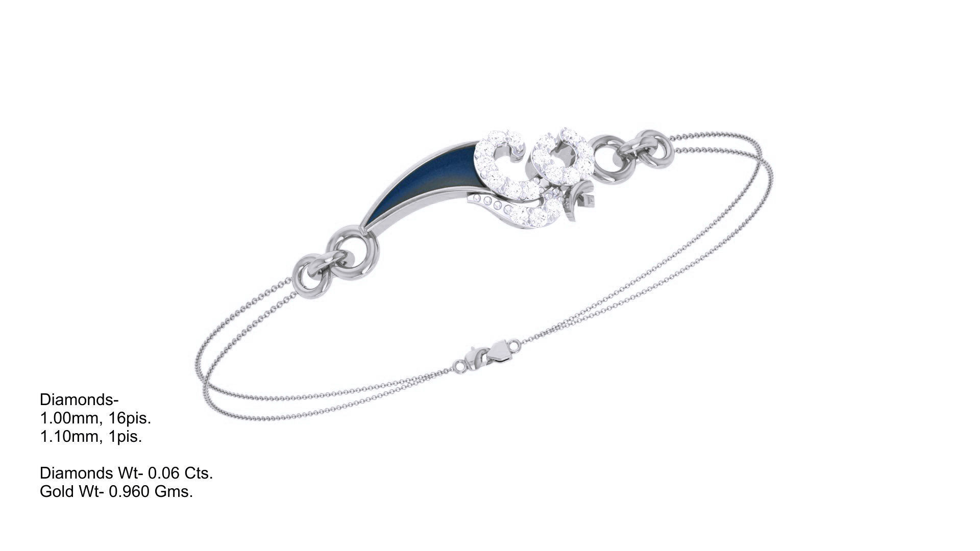 Women Light wt Diamond Bracelet 3dm stl obj gltf glb 3mf  3D print model_7